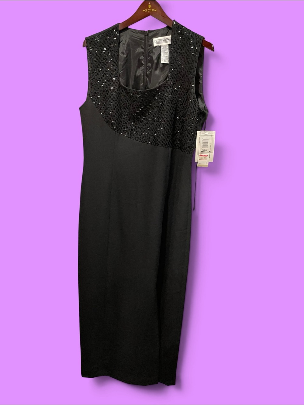 Cute 90s NWT black sleeveless beaded top column maxi dress formal classic fancy